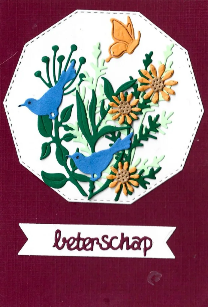 Blauwe vogels met bloemen