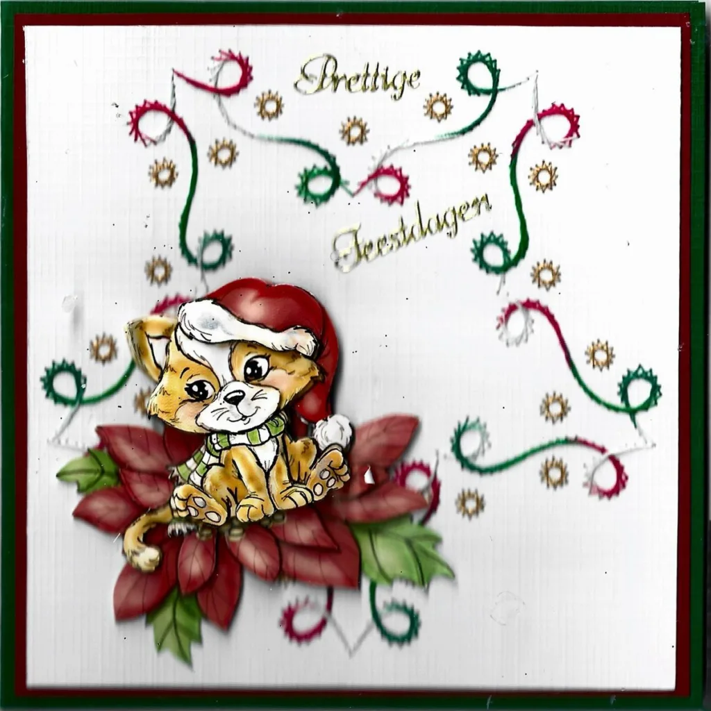 Kerstpoesje op kerstster