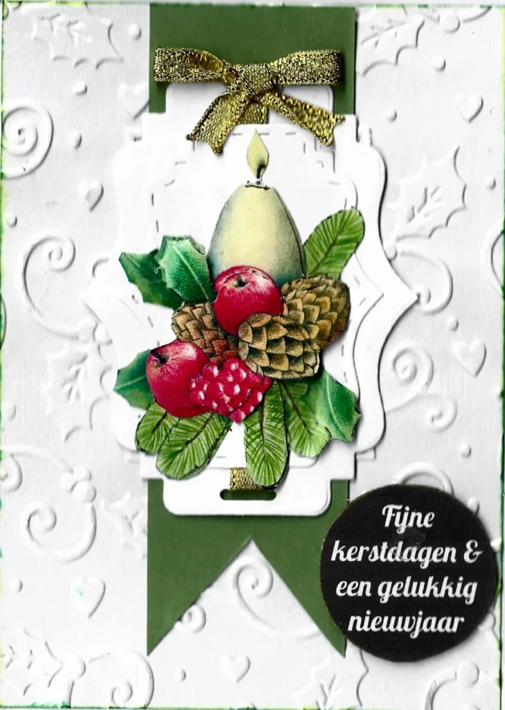 Kaars met hulst fijne kerstdagen