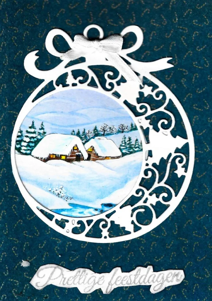 Kerstbal met winterdorp
