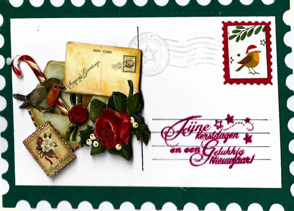 Roodborstje met kerstpost